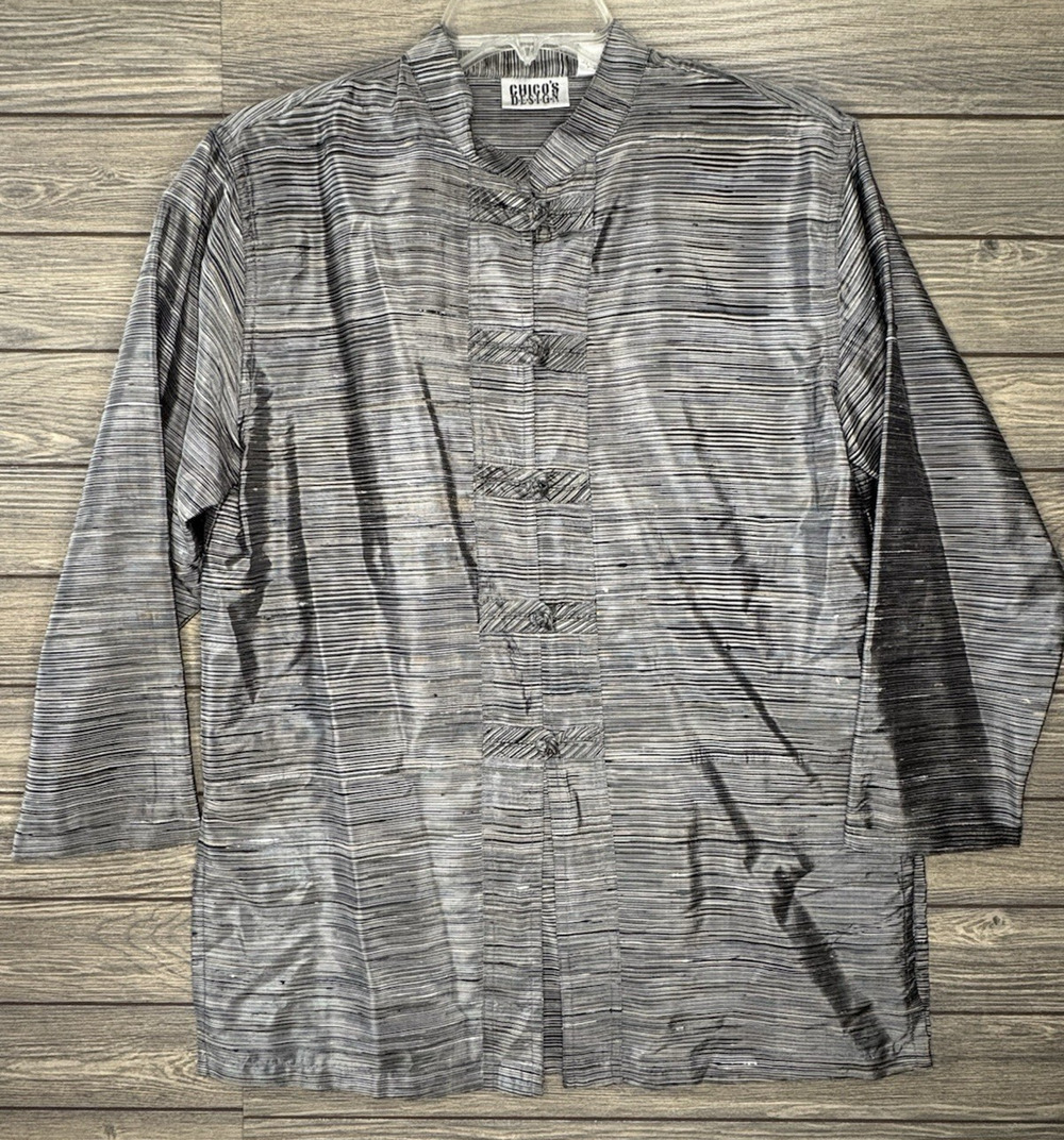Vintage Chicos Osaka Mnachurian Silk Japanese Silver Kimono Val Women’s Size 0